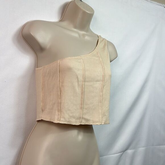 Super down one shoulder seamed crop cami top size medium NWT - Picture 3 of 11
